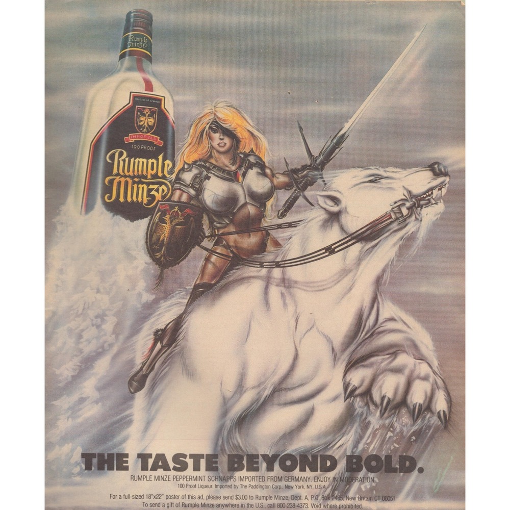1987 Rumple Minze Peppermint Schnapps Magazine Ad Fantasy Bar Lounge Decor